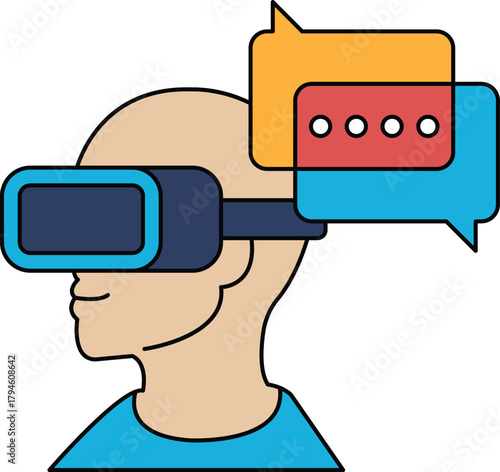 The man is wearing a headset that allows him to experience a virtual world