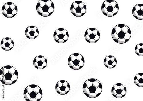 Seamless pattern of soccer balls on white background for sport concept