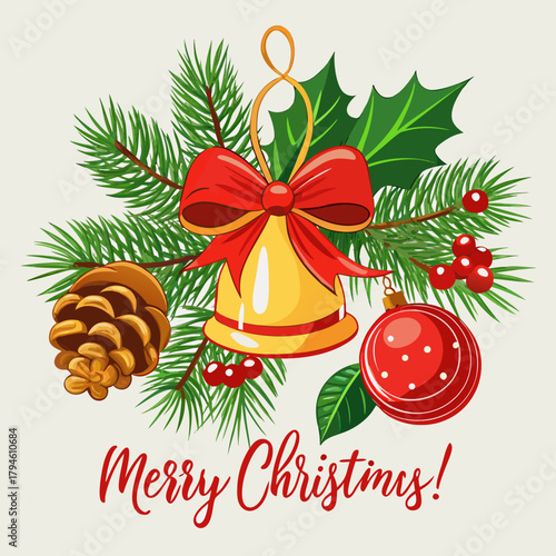 Christmas festive arrangement with greetings