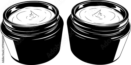 Two open jars of cream silhouette
