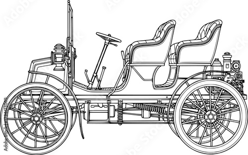 19th-century spider car with rear seats
