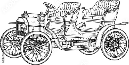 19th-century spider car with rear seats
