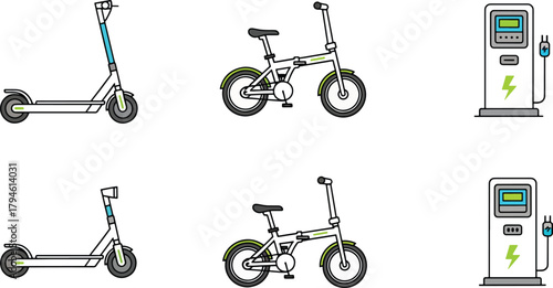 Urban electric mobility icons Vector