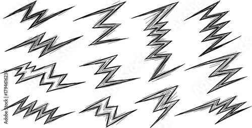 Grunge lightning bolt and zigzag elements Vector