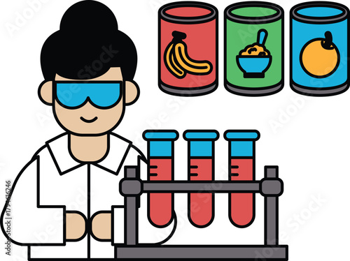 A woman in a lab coat is holding three test tubes