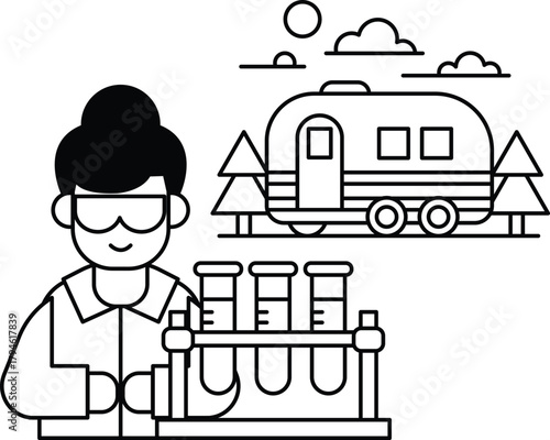 A man in a lab coat is holding three test tubes