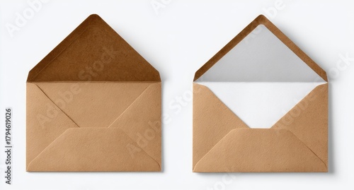 Wallpaper Mural Two opened envelopes one brown and blank with the inside detail, the other with a white interior Torontodigital.ca