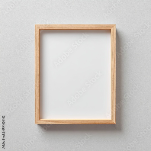 Wallpaper Mural Empty rectangular wooden picture frame, centered, resting against a solid neutral-toned background Torontodigital.ca