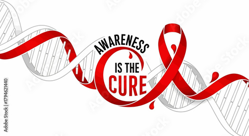 Show your support with this striking red ribbon awareness design for medical research, charity campaigns, and promoting health education initiatives