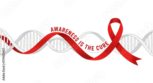Promote hope and awareness with this impactful red ribbon design for World AIDS Day or any health campaign, symbolizing support and solidarity