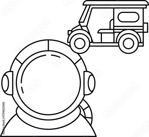 A man in a diving suit is looking at a car