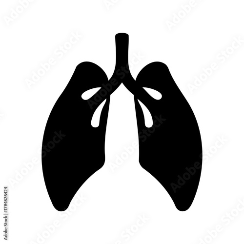 Black silhouette of human lungs on a white background illustration