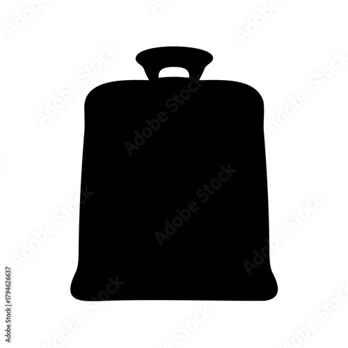 Black silhouette of a large sack or bag with handle feature