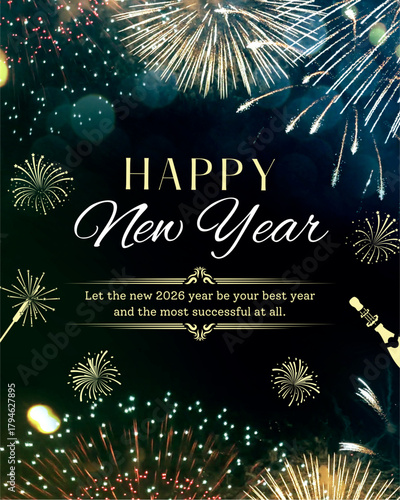 a fireworks on a black background (Happy New Year 2026)