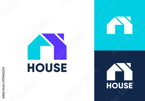 abstract house logo. interior home building creative architecture icon design concept