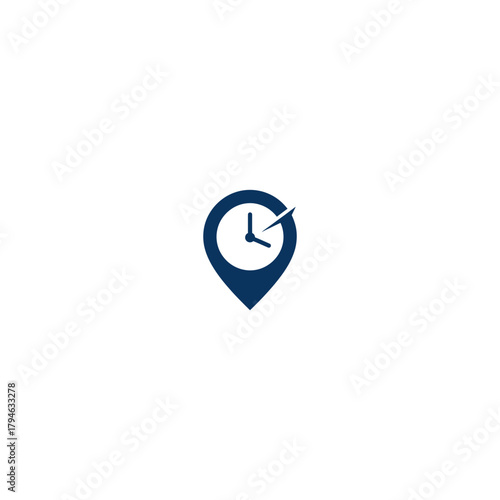 Clock icon inside a location marker representing time and place concept