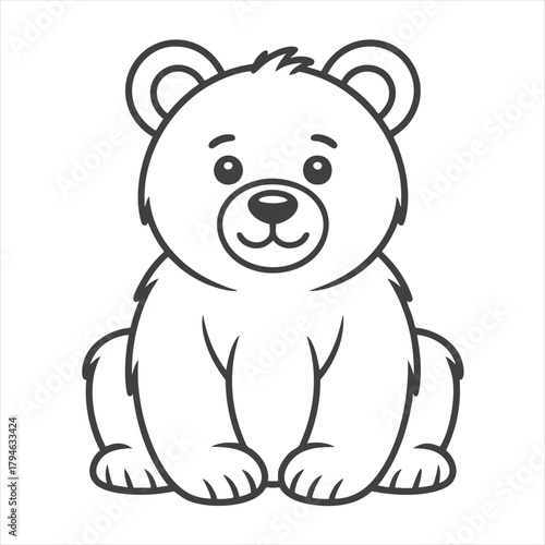 Adorable Bear Cub Line Drawing for Coloring