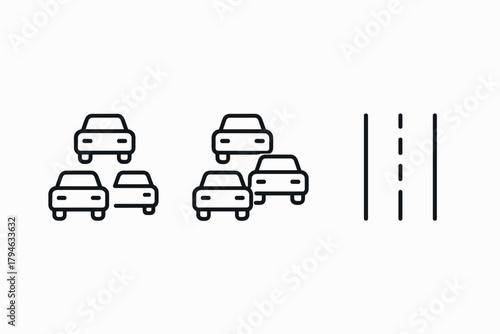 Minimalist traffic jam and open road concept in linear style