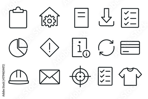 Essential business and office linear icons for productivity and communication