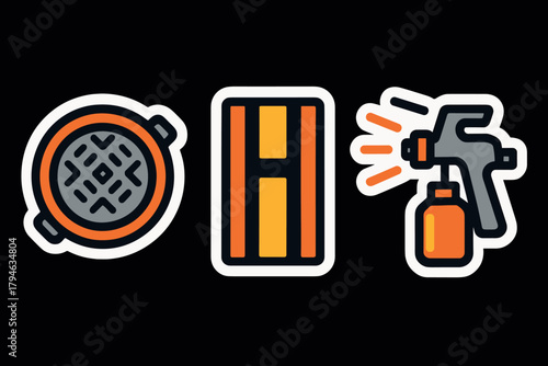 Industrial tools icon set in modern flat design