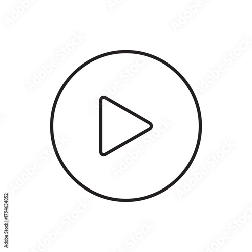 Start the Video: A minimalist design featuring a circular play button, inviting viewers to begin and representing the start of a digital experience.