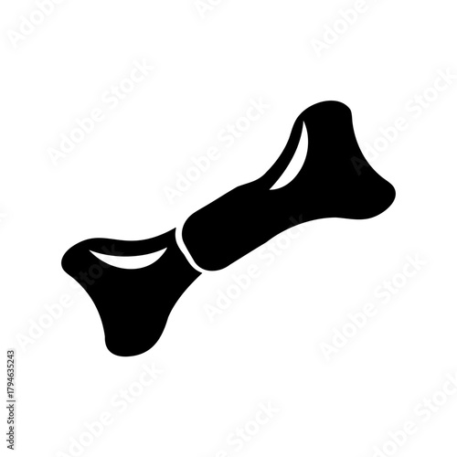 A black and white graphic representation of a simplified bone illustration