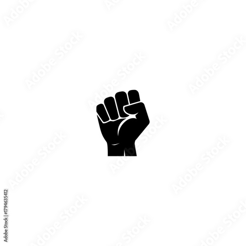 Black fist clenched isolated symbol on white background for protest or strength