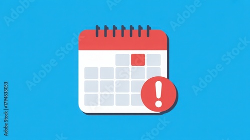 Calendar icon with red alert symbol indicating an important date or deadline