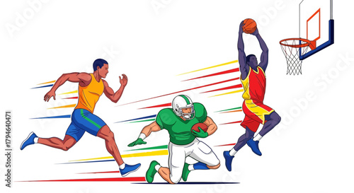 Dynamic athletes showcase athletic prowess in thrilling sports action montage