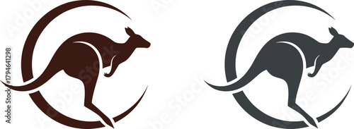 Jumping Kangaroo in Circle Logo