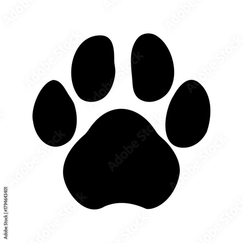 Black paw print illustration on a white background for animal lovers
