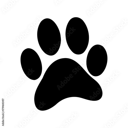 Stylized black paw print illustration against a plain white background