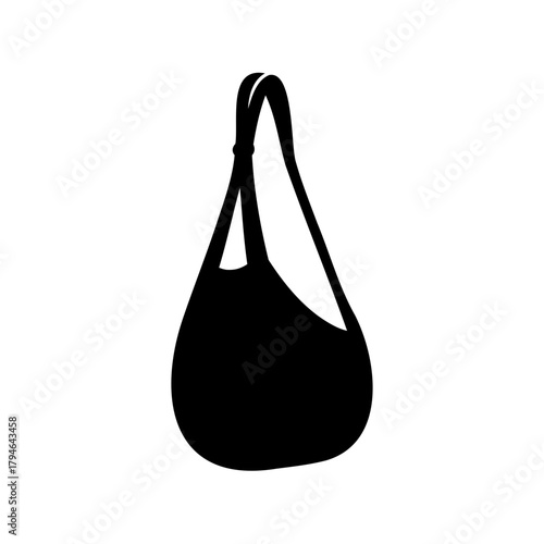 Sleek and stylish black sling bag with unique round bottom design