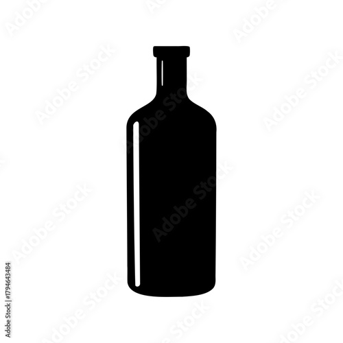 Simple yet elegant black silhouette of a wine or liquor bottle