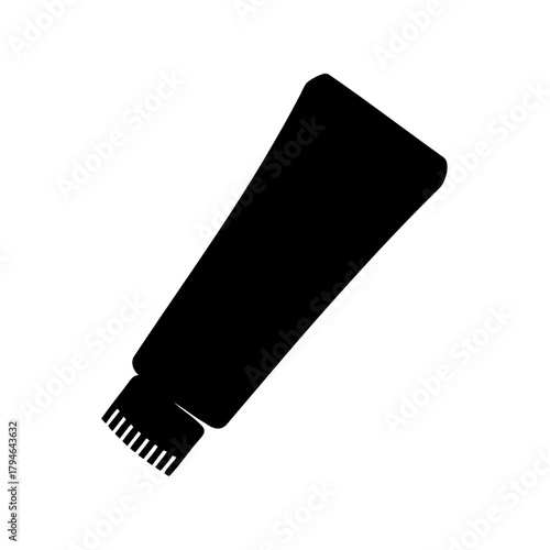 Black silhouette of a tube applicator used for beauty or hair coloring product