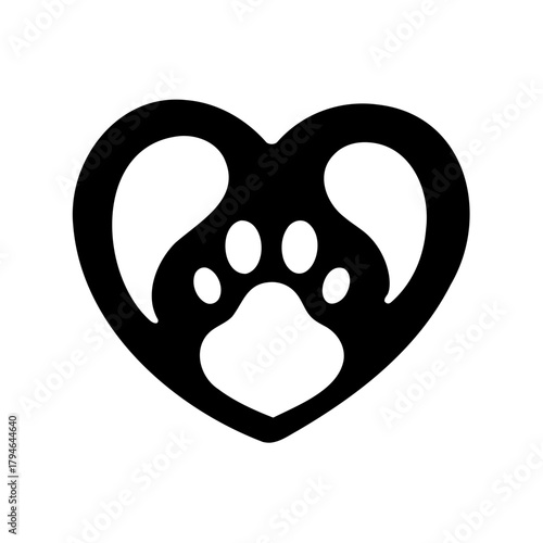A Paw Print Inside a Heart Symbol Represents Love for Pets
