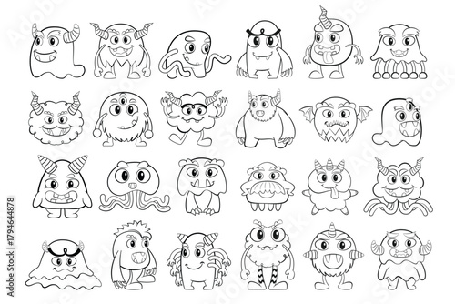 Whimsical Monster Characters Collection. Cute Creatures For Kids, Friends And Playful Imaginary Beings