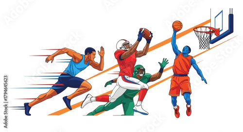 Dynamic athletes compete in thrilling sports action capturing peak performance and competitive spirit