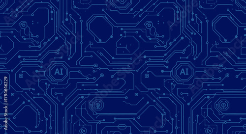 Intricate digital network with AI symbol, a modern cybernetic design suggesting connectivity, data, and future tech integration, perfect for tech backgrounds