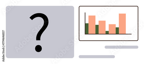 Bar chart displayed on a screen with varying orange and green bars, representing analysis, trends, and insights. Ideal for business, data presentation, statistics, reporting, research tracking