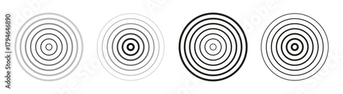 Сoncentric circle set with different thicknesses, round echo wave