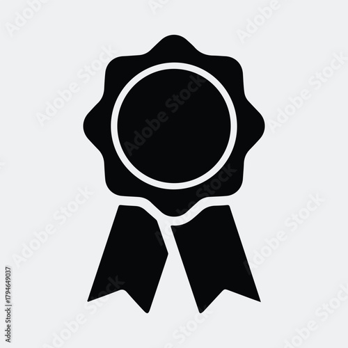Silhouette award medal badge with ribbon vector illustration