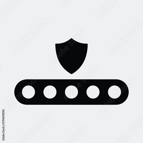 Silhouette conveyor belt protected with shield for secure production vector illustration