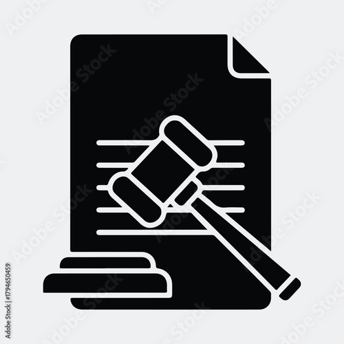 Silhouette document with gavel justice legal law concept vector illustration