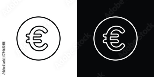 Euro icon. Premium pictogram isolated on a white background.