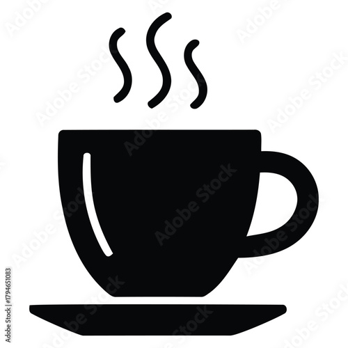 Steaming hot cup of coffee or tea on saucer, perfect for morning energy boost or cozy relaxation moments