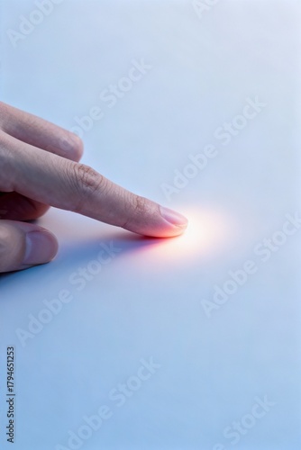 Wallpaper Mural Cinematic Macro of Finger Touch Triggering Clean Gradient Light Reaction Torontodigital.ca