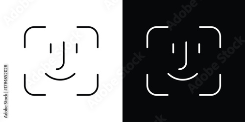 Face id icon. Premium pictogram isolated on a white background.