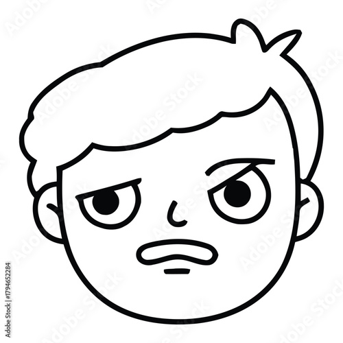 Confused young boy with furrowed brow and questioning expression, perfect for educational content or illustrating uncertainty