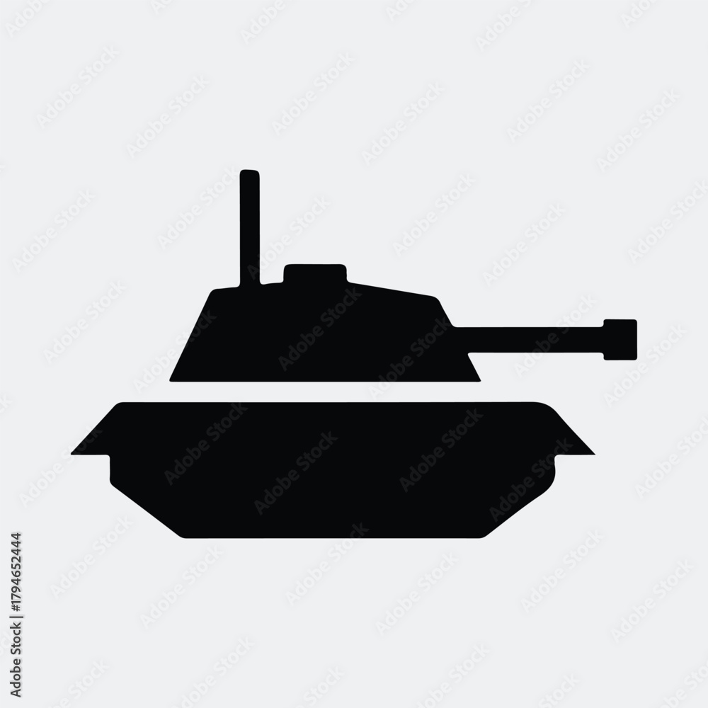 Fototapeta premium Silhouette of a modern tank icon black and white vector illustration